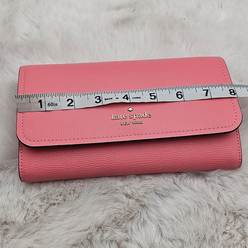 Kate Spade pink peach clutch wallet crossbody bag gold chain‎ straps - Picture 2 of 10